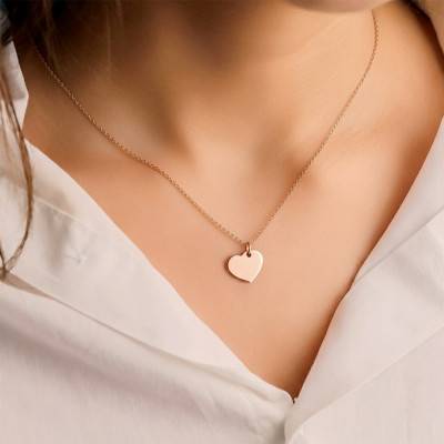 Collier Coeur en Acier Rose, Longueur 40 cm - Emanessence