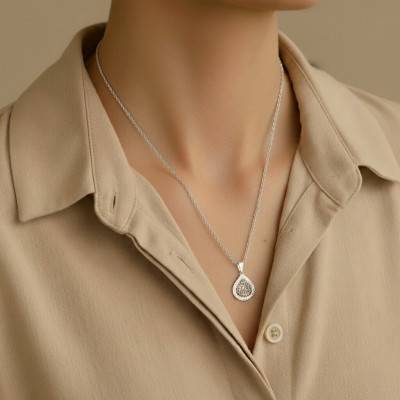 Collier Goutte Ajourée en Acier, Longueur 40 cm - Emanessence