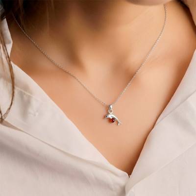 Pendentif Dauphin Ambre en Argent 925 - Naïades