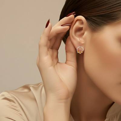 Boucles d'Oreilles Rond Ambre en Argent 925 - Naïades