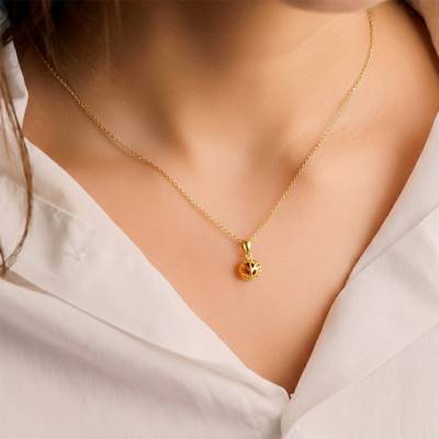 Pendentif Boule Arbre de Vie Ambre en Argent 925 Doré - Naïades