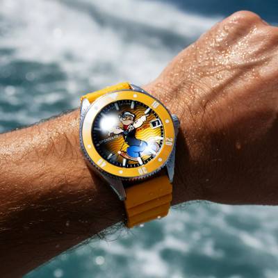 Montre Challenger Automatic Popeye Anchor Arms Limited Edition SP-5163-01 Corncob Yellow - Spinnaker
