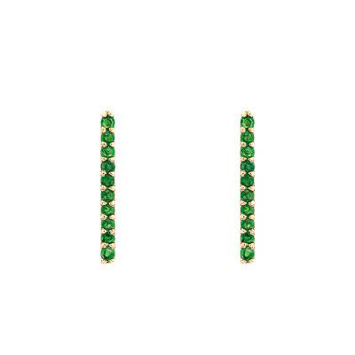 375 or 750/1000 Yellow Gold & Emerald Bar Stud Earrings - Aurora