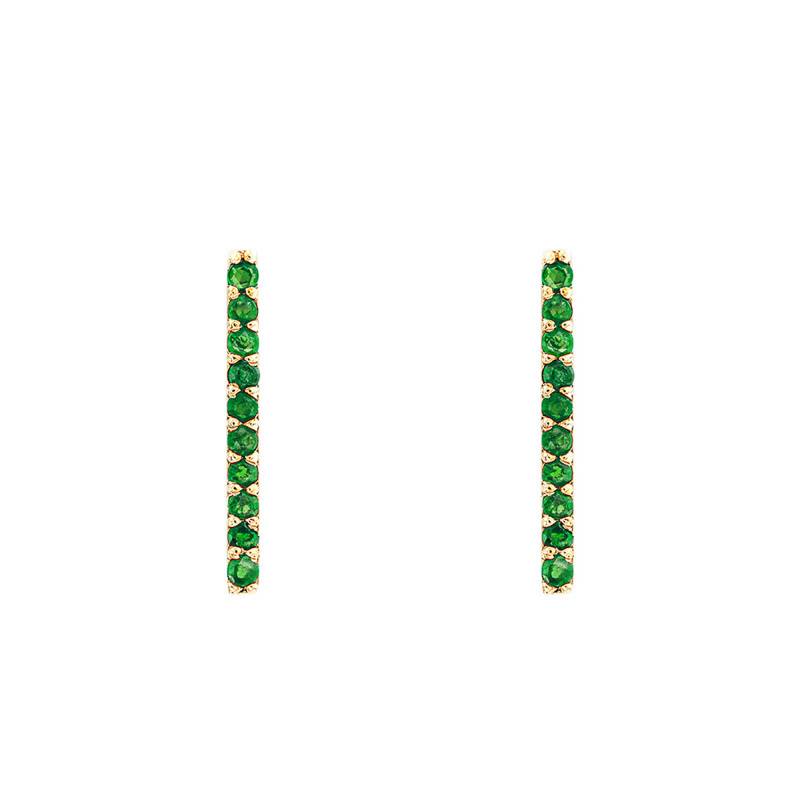 375 or 750/1000 Yellow Gold & Emerald Bar Stud Earrings - Aurora