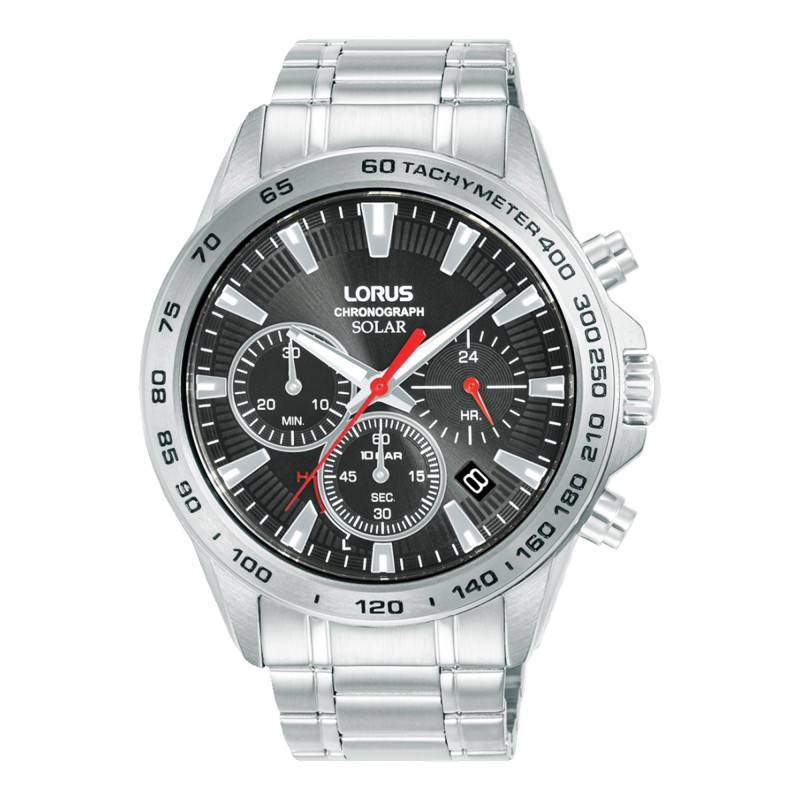 Solar Quartz Chronograph Black Dial Watch RZ501AX9 - Lorus