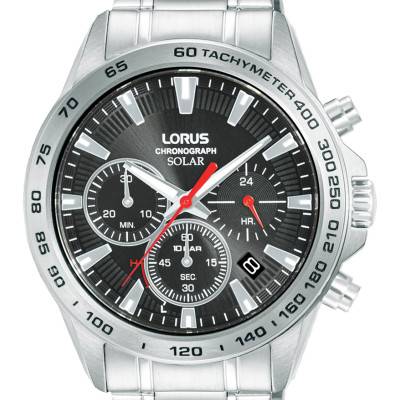 Solar Quartz Chronograph Black Dial Watch RZ501AX9 - Lorus