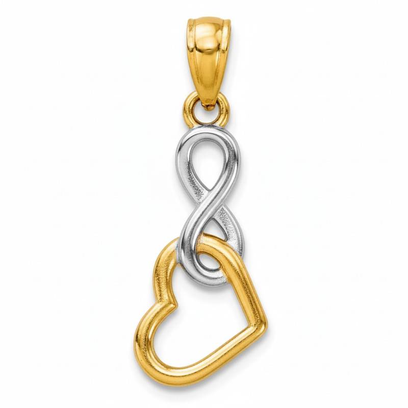 Two-Tone 750 Gold Heart & Infinity Pendant - Emanessence