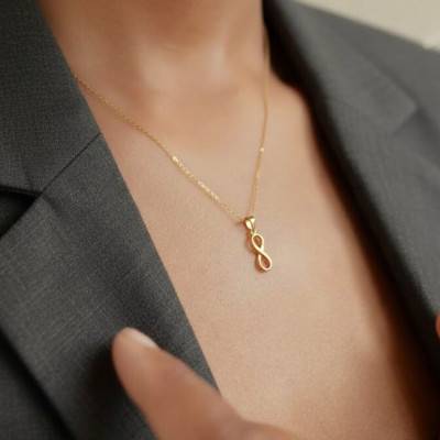 750 Yellow Gold Infinity Pendant - Emanessence