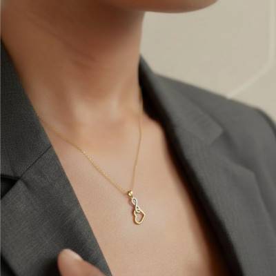 Two-Tone 750 Gold Heart & Infinity Pendant - Emanessence
