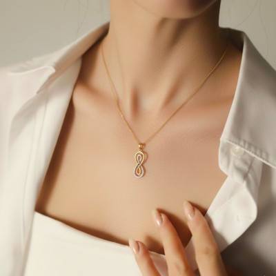 Two-Tone 750 Gold Double Infinity Pendant - Emanessence