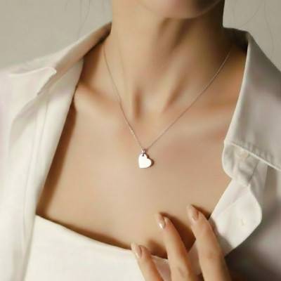 Pendentif Coeur Gravable en Argent 925 - Emanessence