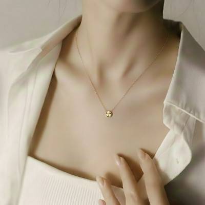 Yellow Gold-Plated, Cubic Zirconia & Mother-of-Pearl Triple Hearts Necklace, Length 42 cm - Emanessence