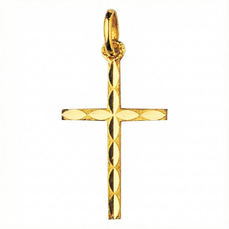 Gold-Plated Faceted Cross, 18x12mm - Emanessence