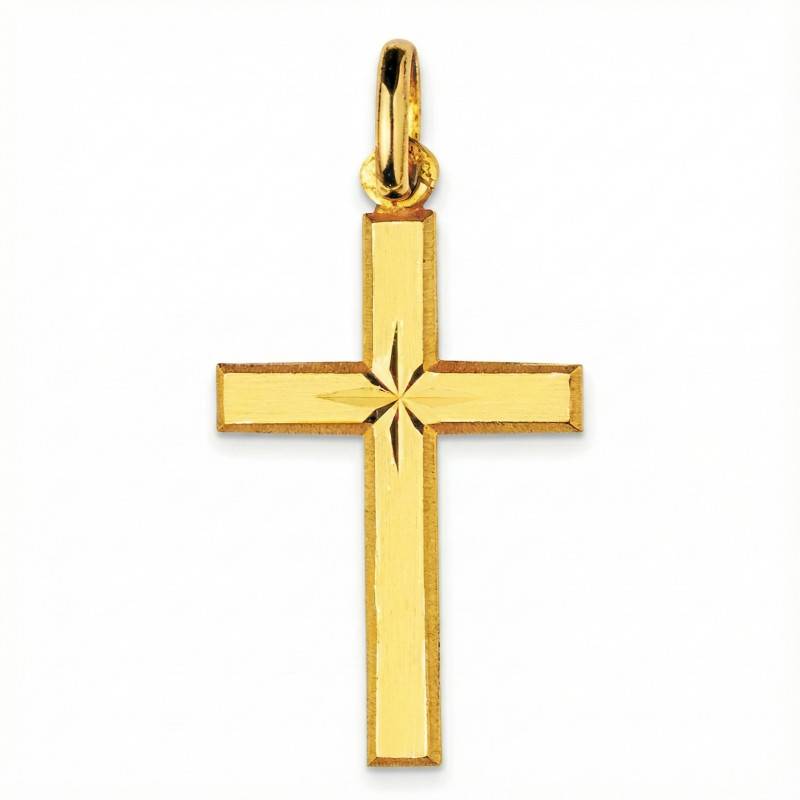 Gold-Plated Chiseled Cross, 20x18mm - Emanessence