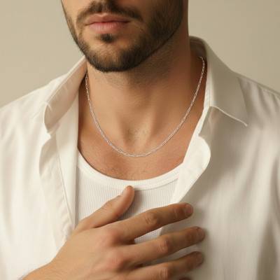 Chaîne Maille Rectangulaire en Argent 925, Longueur de 41 cm à 51 cm, Largeur 1,65 mm - Emanessence