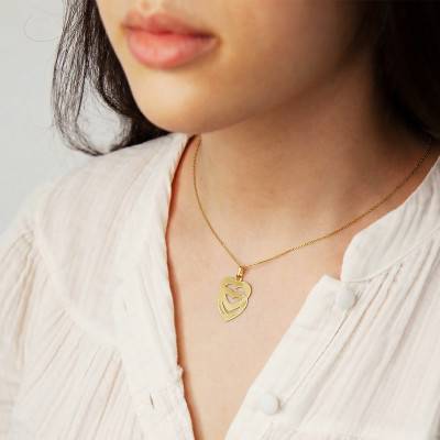 Pendentif Coeurs Entrelacés Gravable en Plaqué Or Jaune - Lumiosa