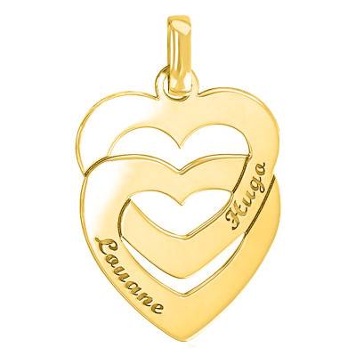 Pendentif Coeurs Entrelacés Gravable en Plaqué Or Jaune - Lumiosa