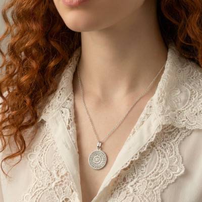 Médaille Rosace de Notre Dame en Argent 925, Diamètre 18 mm - Lumiosa