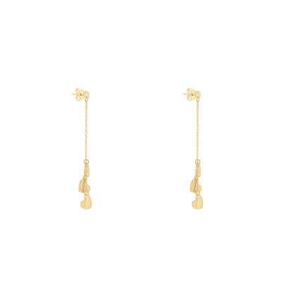 375/1000 Yellow Gold Trio of Hearts Drop Earrings - Emanessence