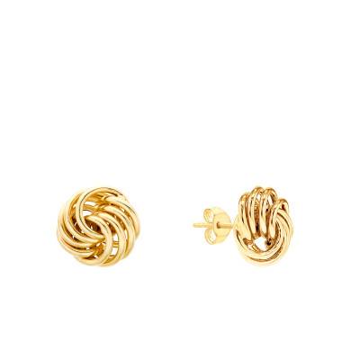 375 Yellow Gold Multi-Knot Stud Earrings - Emanessence