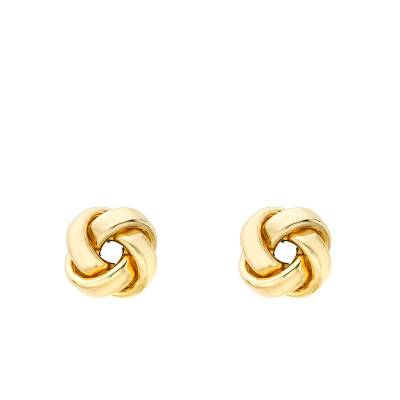 375 Yellow Gold Half-Domed Wire Knot Stud Earrings - Emanessence