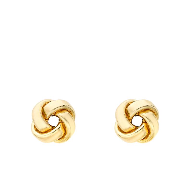 375 Yellow Gold Half-Domed Wire Knot Stud Earrings - Emanessence