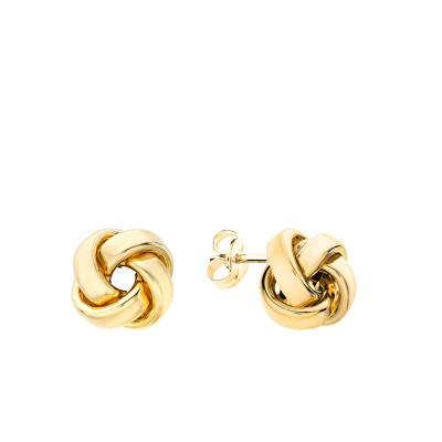 Boucles d'Oreilles Nœud Fil Demi Bombée en Or Jaune 375 - Emanessence
