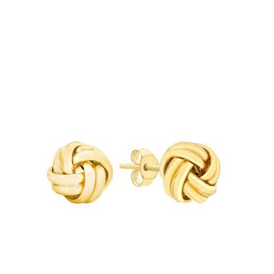 Boucles d'Oreilles Noeuds Doublés en Or Jaune 375 - Emanessence