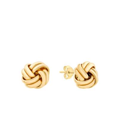 375 Yellow Gold Loose Double Knot Stud Earrings - Emanessence