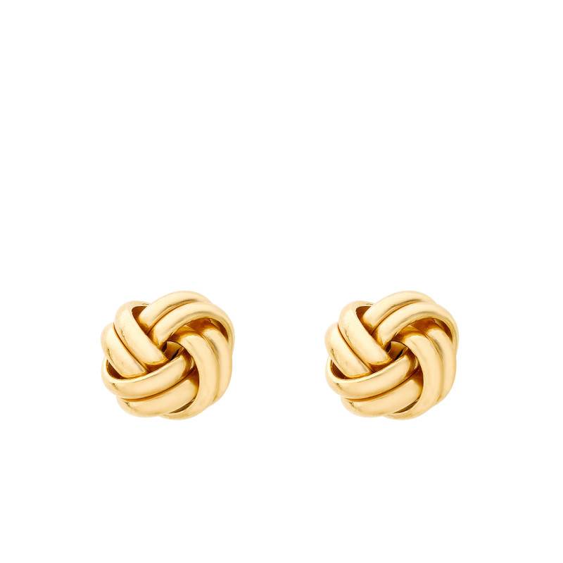 375 Yellow Gold Loose Double Knot Stud Earrings - Emanessence