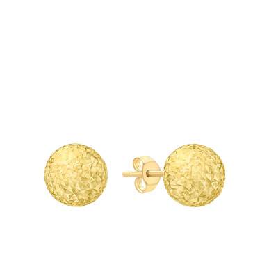 Ball Yellow Gold 375 Earrings, 10 mm Diameter - Emanessence