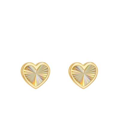 Boucles d'Oreilles Coeur Arc en Ciel en Or Jaune 375 - Emanessence
