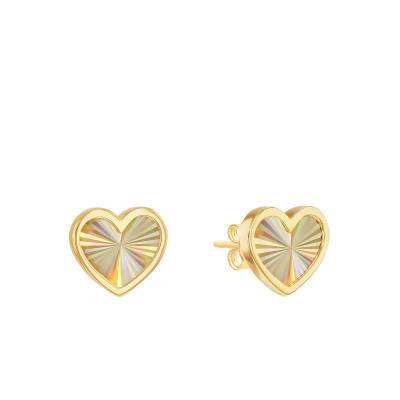 Boucles d'Oreilles Coeur Arc en Ciel en Or Jaune 375 - Emanessence