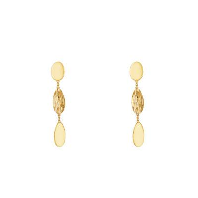 Boucles d'Oreilles Triple Goutte en Or Jaune 375 - Emanessence