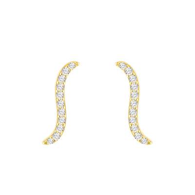 Boucles d'Oreilles Forme de S en Or Jaune 375 & Oxydes de Zirconium Blancs - Emanessence