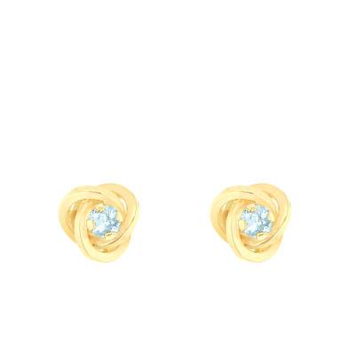 375 Yellow Gold & Blue Topaz Swirl Stud Earrings - Emanessence