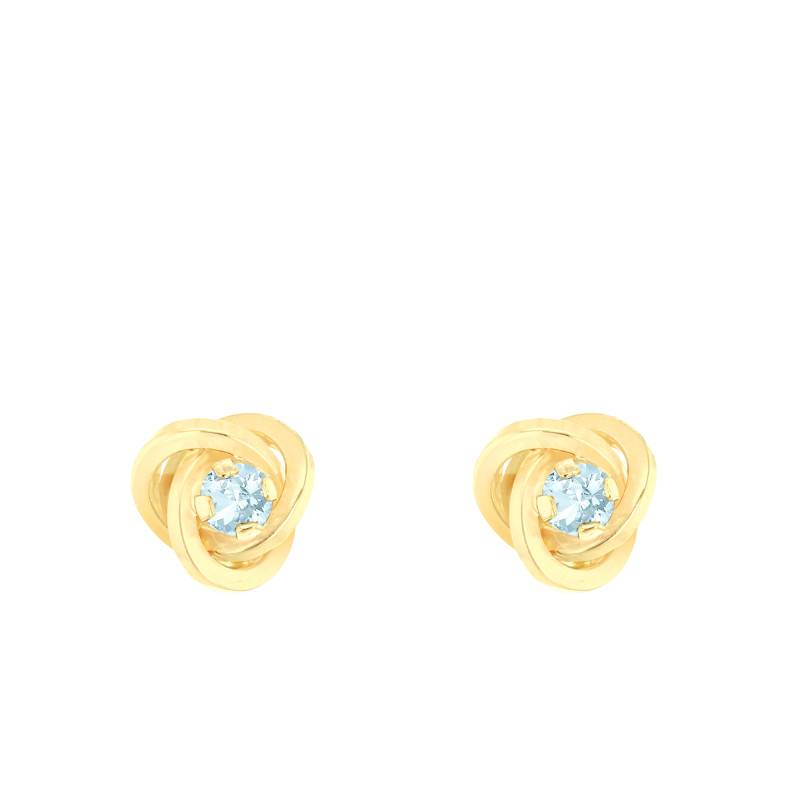 375 Yellow Gold & Blue Topaz Swirl Stud Earrings - Emanessence