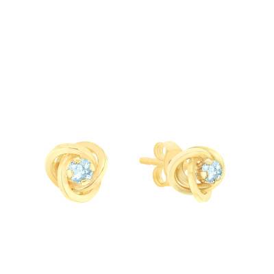 375 Yellow Gold & Blue Topaz Swirl Stud Earrings - Emanessence