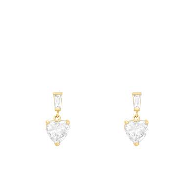 Boucles d'Oreilles Coeurs en Or Jaune 375 & Oxydes de Zirconium Blancs - Emanessence