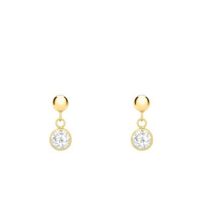 Boucles d'Oreilles Pendantes en Or Jaune 375 & Oxydes de Zirconium Blancs - Emanessence