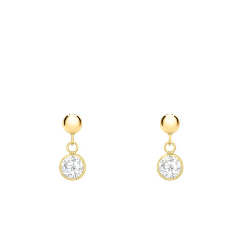 375 Yellow Gold & White Cubic Zirconia Drop Earrings - Emanessence