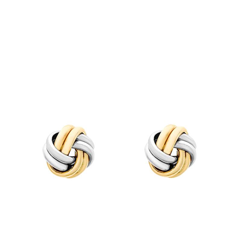 Two-Tone 375/1000 (9K) Gold Double Knot Earrings - Emanessence