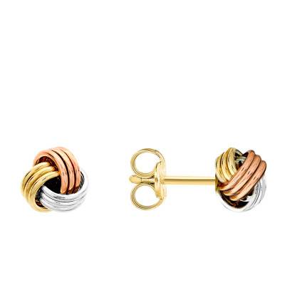 Boucles d'Oreilles Triple Nœud en 3 Ors 375, Diamètre 5 mm - Emanessence