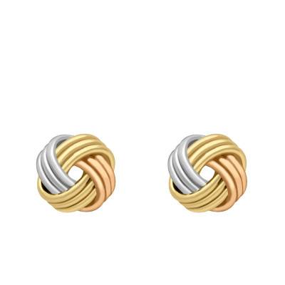 Triple Knot Earrings in 3-Color 375/1000 Gold, 9 mm Diameter - Emanessence