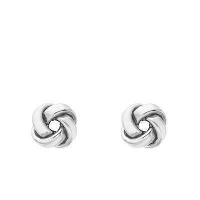 Boucles d'Oreilles Noeud en Or Blanc 375, Diamètre 10 mm - Emanessence