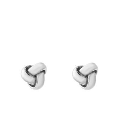 375 White Gold Knot Stud Earrings, 6 mm Diameter - Emanessence