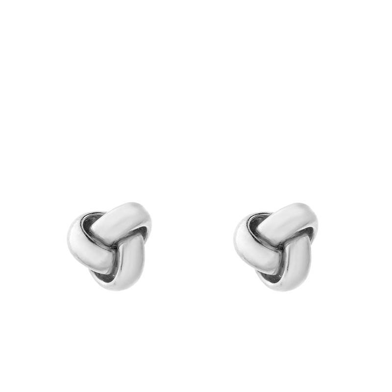 375 White Gold Knot Stud Earrings, 6 mm Diameter - Emanessence