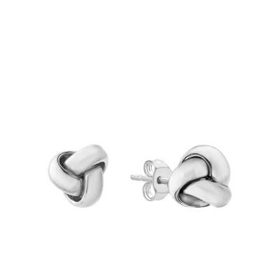 375 White Gold Knot Stud Earrings, 6 mm Diameter - Emanessence