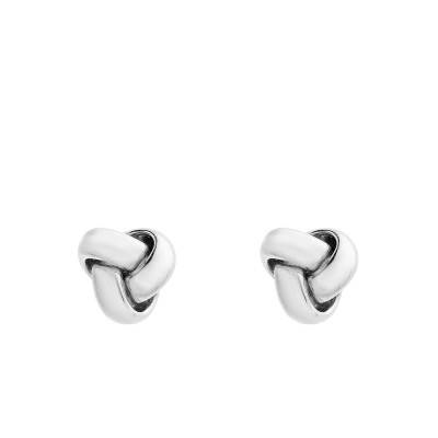 375 White Gold Knot Stud Earrings, 8 mm Diameter - Emanessence