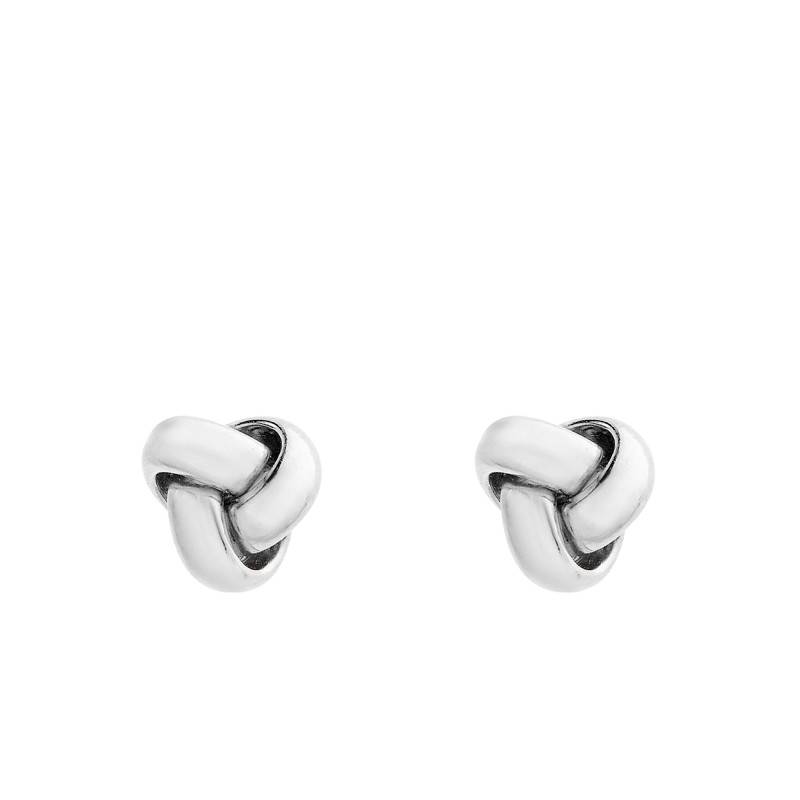 375 White Gold Knot Stud Earrings, 8 mm Diameter - Emanessence